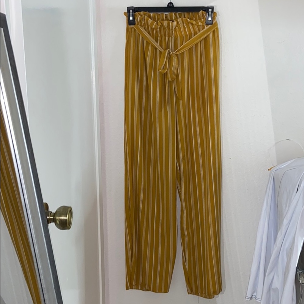 Mustard yellow wide leg pants